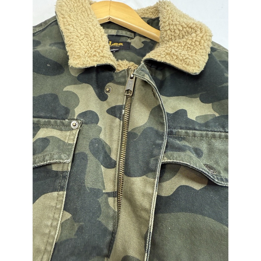 LEE Sherpa Lined Jacket Durable Heavy Cotton Camo Print Jacket Size Large - Picture 6 of 10
